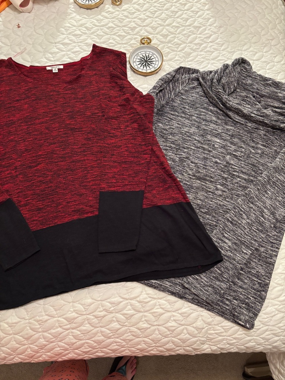 Sophie Max Colorblock Long Sleeve Tunic and Eddie Bauer Cowl Neck Heathered Tops